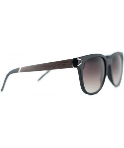 Wayfarer Unisex Wayfarer Wood Print Metal Accent Sunglasses - Dark Wood Frame - CR12LHIA833 $11.54