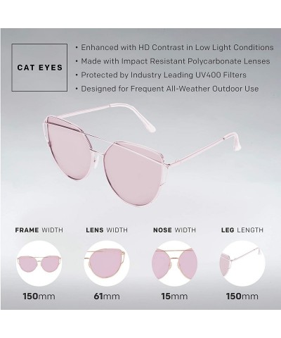 Aviator Designer Aviator Women's Sunglasses - Trendy Fashion Glasses with UV Sun Protection - Sass - Rose - CT18IC0GEMN $10.69