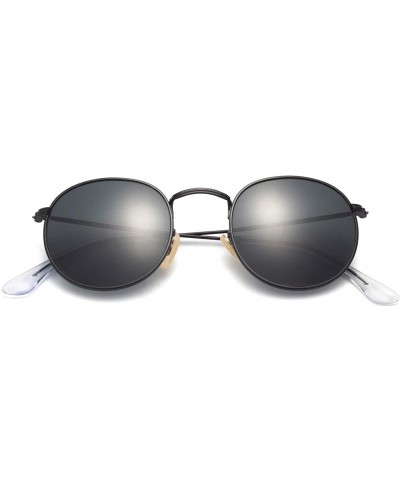 Classic Retro Metal Frame Round Circle Mirrored Sunglasses Men Women  Glasses 3447 - Black Glass - CO12EWYMLOT