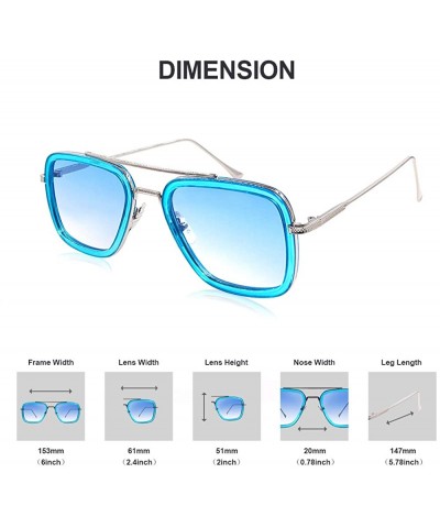 Aviator Vintage Aviator Sunglasses Designer Classic - Blue Lens - C718XTCCLO9 $12.19