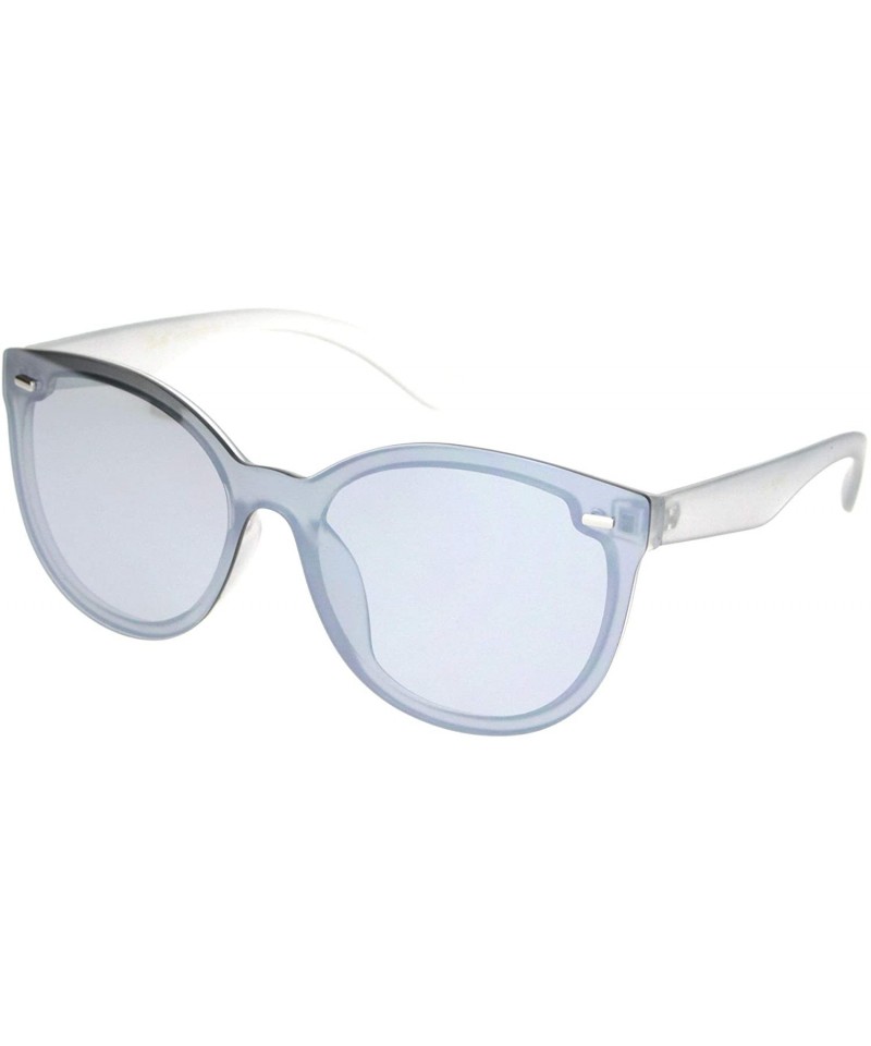 Shield Womens 90s Classic Round Shield Panel Lens Horn Rim Sunglasses - Silver Mirror - C618NRWC872 $9.92