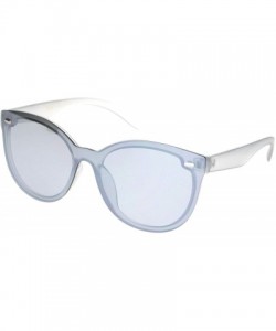 Shield Womens 90s Classic Round Shield Panel Lens Horn Rim Sunglasses - Silver Mirror - C618NRWC872 $9.92