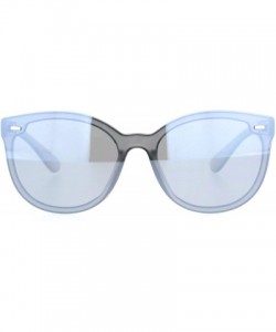 Shield Womens 90s Classic Round Shield Panel Lens Horn Rim Sunglasses - Silver Mirror - C618NRWC872 $9.92