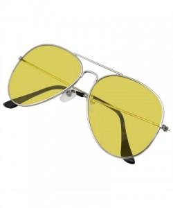 Aviator Sunglasses Mens Womens Retro Color Tinted Lens Aviator Sunglasses - Yellow - CJ18WE0XQA5 $10.58