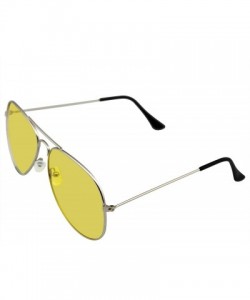 Aviator Sunglasses Mens Womens Retro Color Tinted Lens Aviator Sunglasses - Yellow - CJ18WE0XQA5 $10.58