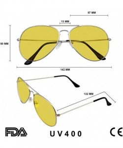 Aviator Sunglasses Mens Womens Retro Color Tinted Lens Aviator Sunglasses - Yellow - CJ18WE0XQA5 $10.58