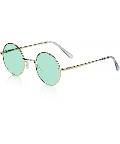 Oval Round Sunglasses Hippie John Lennon Vintage Small Circle Gold Glasses - Green- St Patrick's Day Glasses - CE195AW5RWI $8.97