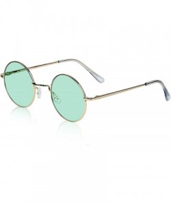 Oval Round Sunglasses Hippie John Lennon Vintage Small Circle Gold Glasses - Green- St Patrick's Day Glasses - CE195AW5RWI $8.97