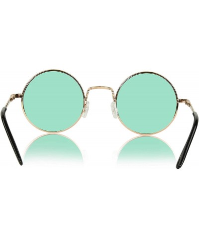 Oval Round Sunglasses Hippie John Lennon Vintage Small Circle Gold Glasses - Green- St Patrick's Day Glasses - CE195AW5RWI $8.97