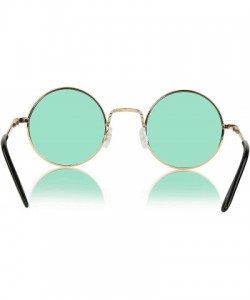 Oval Round Sunglasses Hippie John Lennon Vintage Small Circle Gold Glasses - Green- St Patrick's Day Glasses - CE195AW5RWI $8.97