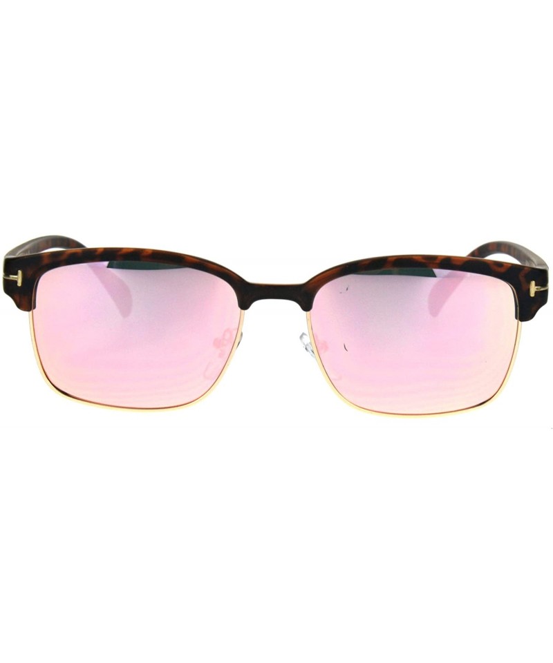 Rectangular Mens Classic Rectangular Half Horn Rim Designer Fashion Mod Sunglasses - Tortoise Pink - CF17YS72T7R $13.68