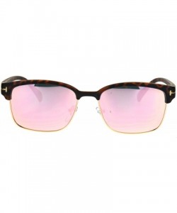 Rectangular Mens Classic Rectangular Half Horn Rim Designer Fashion Mod Sunglasses - Tortoise Pink - CF17YS72T7R $13.68