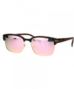 Rectangular Mens Classic Rectangular Half Horn Rim Designer Fashion Mod Sunglasses - Tortoise Pink - CF17YS72T7R $13.68