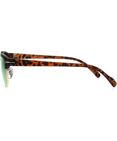 Rectangular Mens Classic Rectangular Half Horn Rim Designer Fashion Mod Sunglasses - Tortoise Pink - CF17YS72T7R $13.68