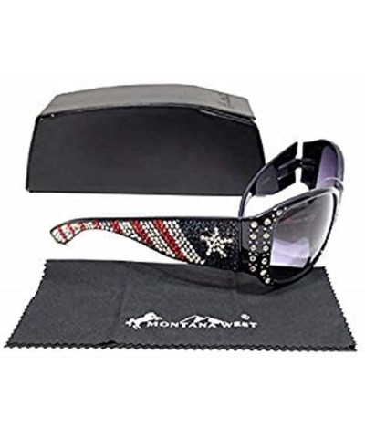 Rectangular Texas USA Sunglasses Star Flag American Bling Rhinestone Shades Jp - Navy Blue - C418WDMXC7C $31.89