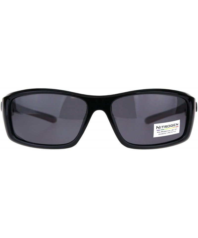 Nitrogen Polarized Lens Sunglasses Mens Wrap Around Rectangular Shades Black Red Black 