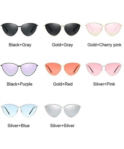 Cat Eye Women Metal Frame Cat Eye Sunglasses UV400 Mirror Sun Glasses Female Vintage Eyewear - Silversilver - C5199G0DKRL $9.96