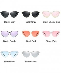 Cat Eye Women Metal Frame Cat Eye Sunglasses UV400 Mirror Sun Glasses Female Vintage Eyewear - Silversilver - C5199G0DKRL $9.96