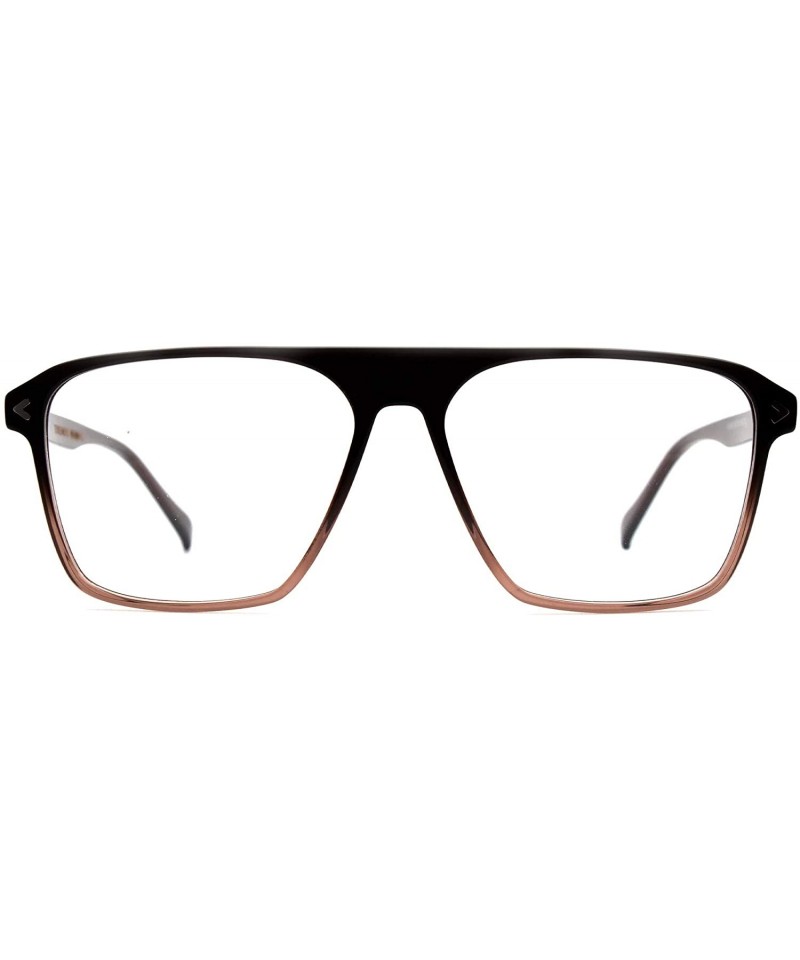 Square Eyeglasses 1056 Trendy Square Acetate - for Womens-Mens 100% UV PROTECTION - Blackbrowndegrade - CC192TEES60 $28.29