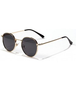 Round Women Retro Sunglasses Metal Men Summer Round Sun Glasses Male Birthday Gifts Uv400 - Gold With Black - C4199LK6GZK $12.36