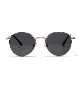 Round Women Retro Sunglasses Metal Men Summer Round Sun Glasses Male Birthday Gifts Uv400 - Gold With Black - C4199LK6GZK $12.36