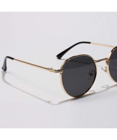 Round Women Retro Sunglasses Metal Men Summer Round Sun Glasses Male Birthday Gifts Uv400 - Gold With Black - C4199LK6GZK $12.36