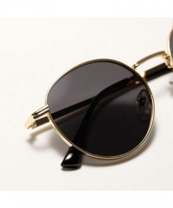 Round Women Retro Sunglasses Metal Men Summer Round Sun Glasses Male Birthday Gifts Uv400 - Gold With Black - C4199LK6GZK $12.36