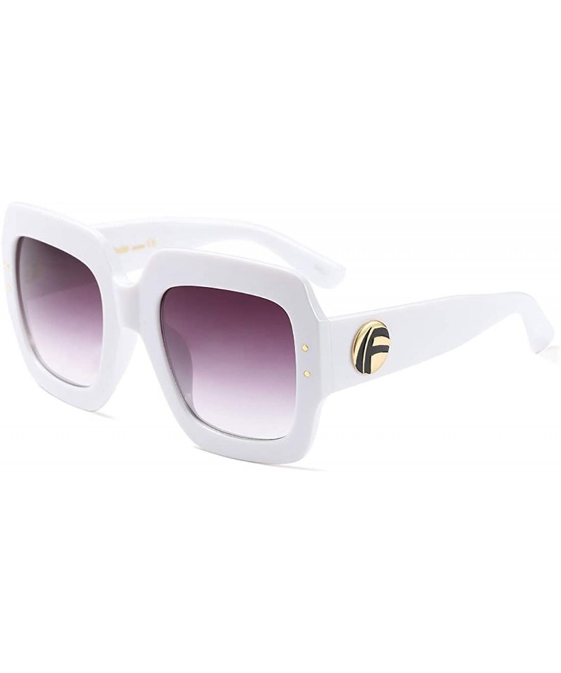 Round Oversized Square Sunglasses Women Inspired Multi Tinted Frame Fashion Modern Shades - White Frame - CW188YSC9S8 $15.65