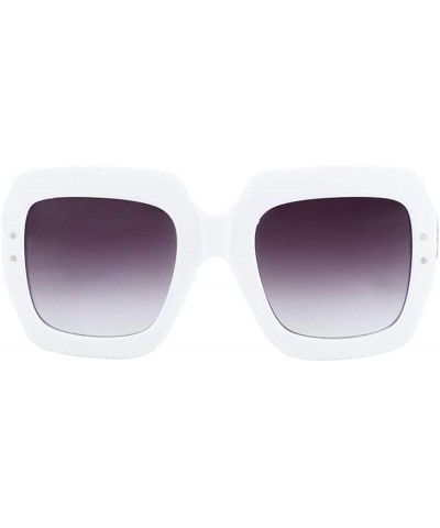 Round Oversized Square Sunglasses Women Inspired Multi Tinted Frame Fashion Modern Shades - White Frame - CW188YSC9S8 $15.65