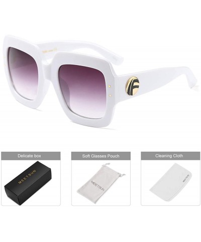 Round Oversized Square Sunglasses Women Inspired Multi Tinted Frame Fashion Modern Shades - White Frame - CW188YSC9S8 $15.65