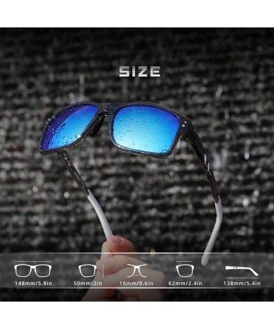 Wrap Classic Square Sunglasses Men Sports Polarized & 100% UV Protection Outdoor eyewear KD524 - Mirrored Ice Blue - CT194C98...