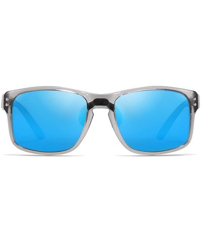 Wrap Classic Square Sunglasses Men Sports Polarized & 100% UV Protection Outdoor eyewear KD524 - Mirrored Ice Blue - CT194C98...