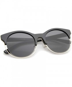 Cat Eye Modern Half Frame Metal Trim Round Cat Eye Sunglasses 53mm - Shiny Black-gold / Smoke - CE12KUKMWAV $13.22