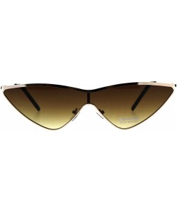 Oversized Womens Goth Shield Narrow Cat Eye Metal Rim Flat Top Sunglasses - Gold Brown - CX18D5SDYD2 $10.89