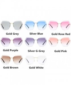 Wayfarer Sunglasses Women Rimless Diamond Cutting Lens Brand Designer Ocean Shades Vintage Sun Glasses Uv400 - Gold White - C...