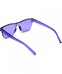 Rimless Oversized Colorful One Piece Square Sunglasses Flat Gradient Transparent Lenses Party Sun Glasses - Purple - CW18S7R6...