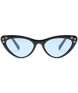 Square Fashion Unisex Plastic Frame Retro Cat Eye Sunglasses UV400 - Black Blue - CX18NOAMCOG $12.15