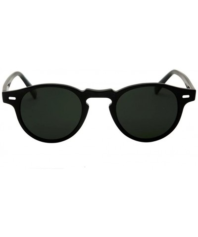 Oval Men Retro Round Vntage UV400 Sunglasses Women Oval Glasses Eyewear - Black Grey - CJ183D9QY53 $7.78