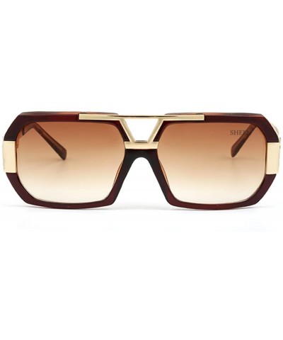 Rectangular Oversized Men Square Sunglasses Fashion Vintage Pilot Sunglasses Retro Glasses Metal - 2 - CL19548O7UA $15.44