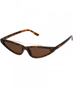 Rectangular Womens Narrow Triangular Flat Top Metal Bridge Plastic Cateye Sunglasses - Tortoise Brown - C618R4ZWUZZ $7.74