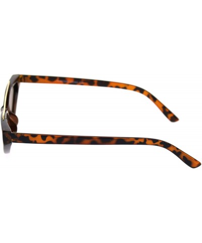 Rectangular Womens Narrow Triangular Flat Top Metal Bridge Plastic Cateye Sunglasses - Tortoise Brown - C618R4ZWUZZ $7.74