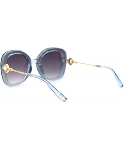 Oversized Womens Pearl Brooch Jewel Hinge Designer Fashion Sunglasses - Blue Smoke - CK18U9G6D4I $12.44