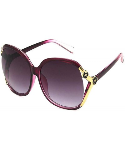 Oversized Women Fashion Personality Rose Hollow Out Oversized Frame Sunglasses Sunglasses - Purple - CE18T8CDQNR $7.12