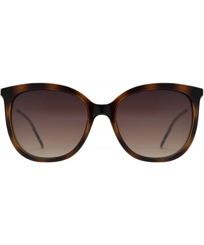 Oval Vintage Retro Oval Cat Eye Classic Sunglasses - UV Protection - Brown + Brown Gradient Lens - C31998I8T08 $12.02