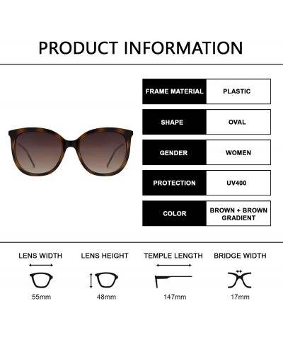 Oval Vintage Retro Oval Cat Eye Classic Sunglasses - UV Protection - Brown + Brown Gradient Lens - C31998I8T08 $12.02