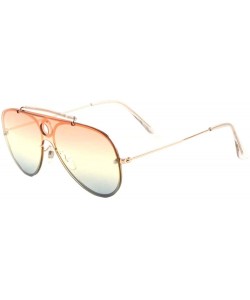 Shield Rimless One Piece Shield Triple Oceanic Color Lens Aviator Sunglasses - Orange - CF1987I006N $17.35