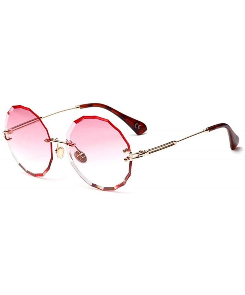 Round Vintage Frameless Round Metal Legs Clear Gradient Sunglasses Women UV400 - Pink - C0198CMIOWU $15.20