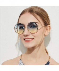 Round Vintage Frameless Round Metal Legs Clear Gradient Sunglasses Women UV400 - Pink - C0198CMIOWU $15.20