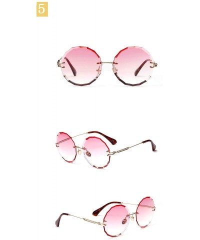 Round Vintage Frameless Round Metal Legs Clear Gradient Sunglasses Women UV400 - Pink - C0198CMIOWU $15.20