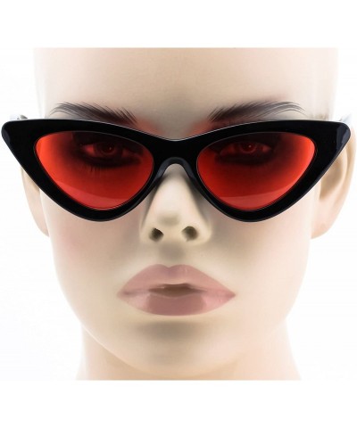 Goggle Cat Eye Sunglasses Clout Goggle Sexy Women Exaggerated Slim Frame Colorful Tinted Lens - Black/Orange - CI189RM2OE8 $7.62